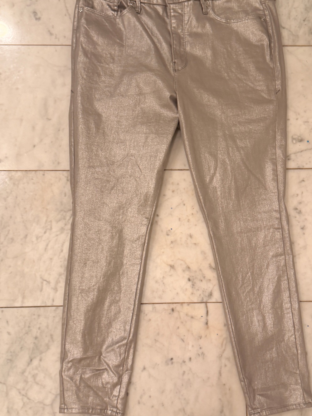 Good American Good Waist Silver Metallic jeans